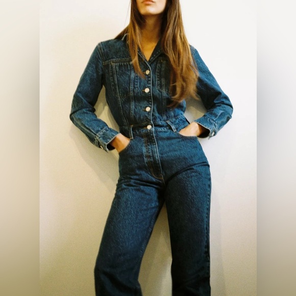 Zara Z1975 LONG DENIM JUMPSUIT - Picture 1 of 4